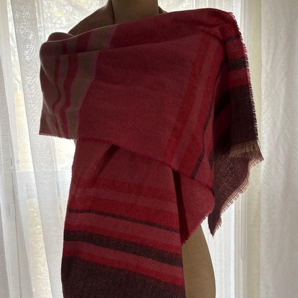 Lands' End Accessories - Lands’ End Pink and Tan Striped Soft Poly Wrap 15”x68”